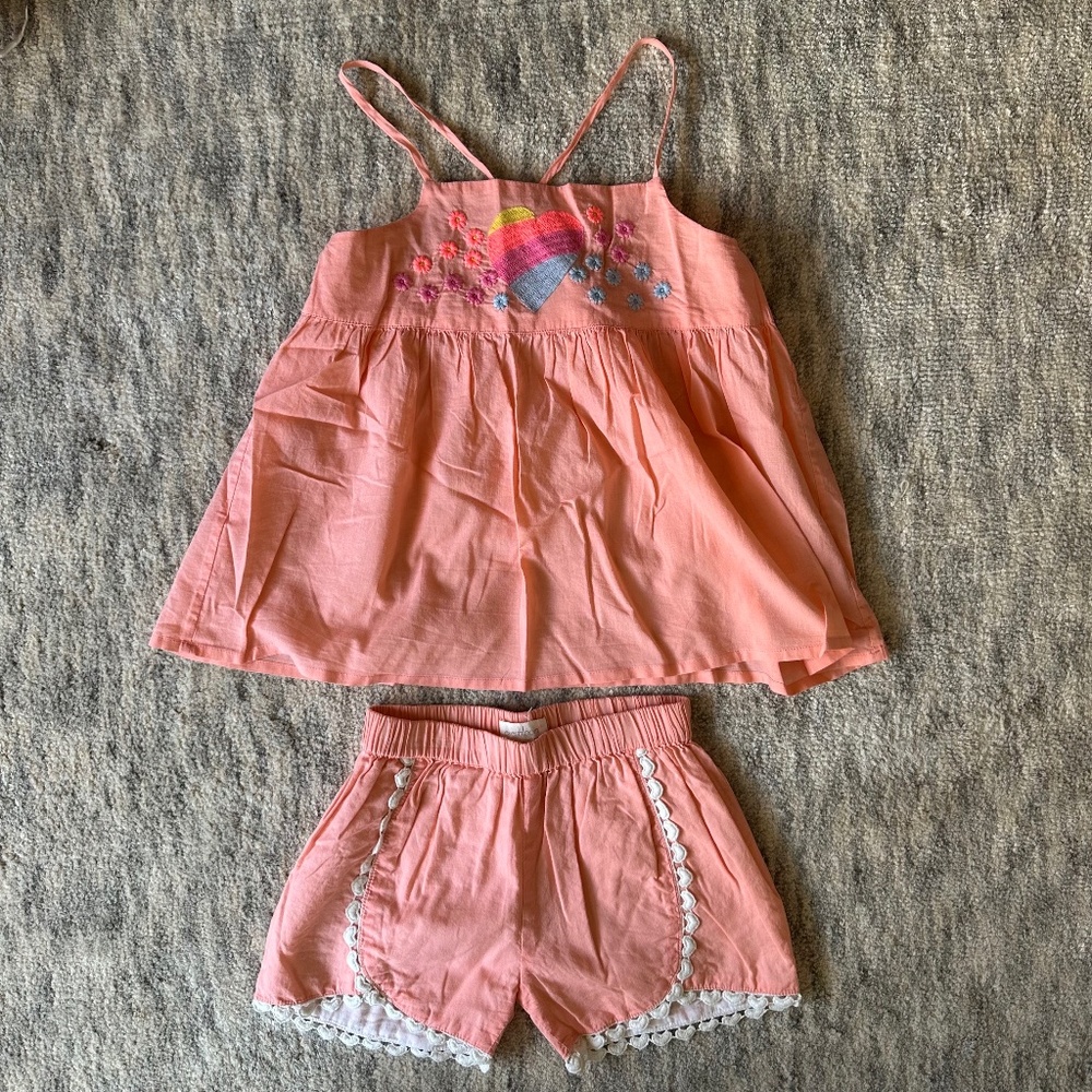 EVERBLOOM Cotton Girls Embroidered 2-Piece Set Size 6